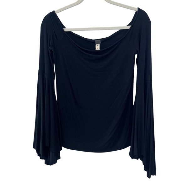 We The Free Tops - We The Free Free People Black Bell Sleeve Top M Wide Neck Boho Festival 90s Y2K